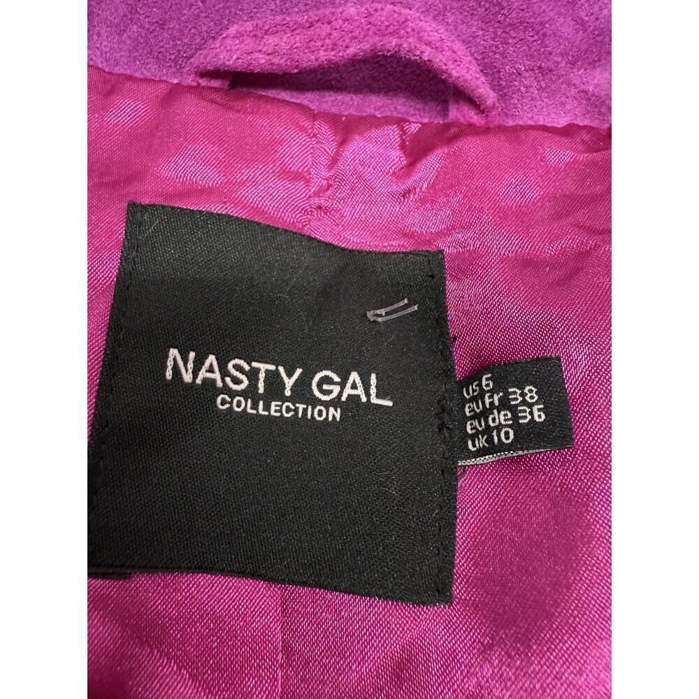 Nasty Gal Real Suede Fringe Jacket Orchid Pink Western Boho Oversized US 6 - Picture 12 of 13